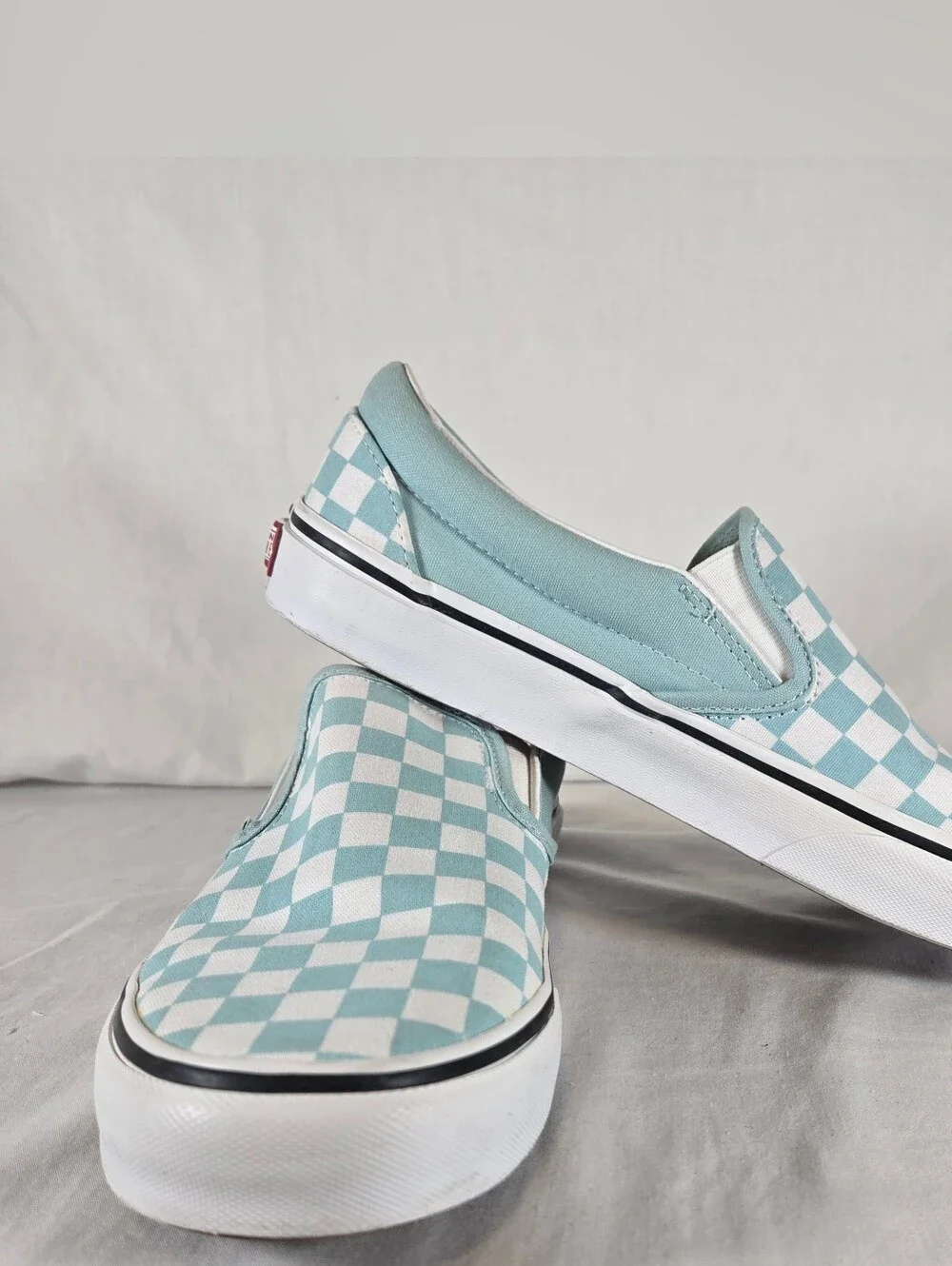 VANS Classic Slip-On Checkerboard Canvas Shoes Aqua Haze 8.5 Men 10 Women